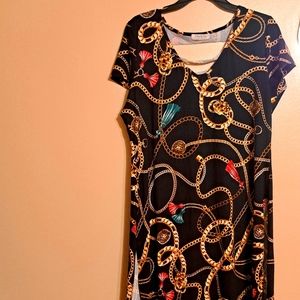 Jolie & Joy Chain Print dress (Splits on both sides)